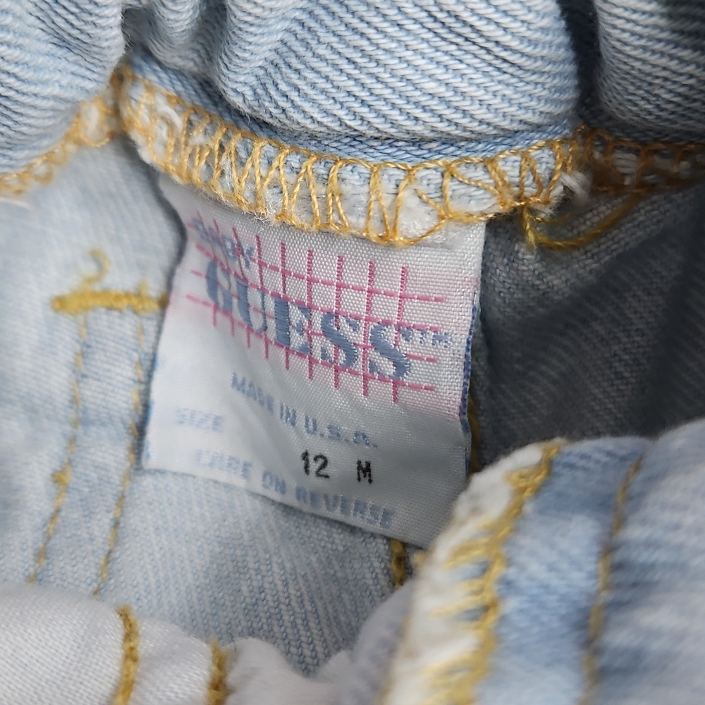 Vintage Guess Light Wash Jean Cutoff Shorts Sz 12M Kids Snaps Made In USA - Picture 5 of 8